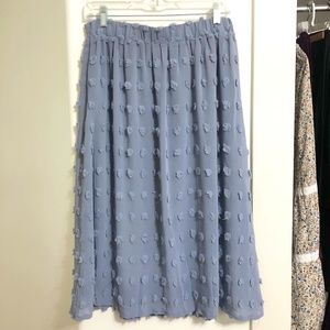 Light Blue Swiss Dot Knee-Length Skirt